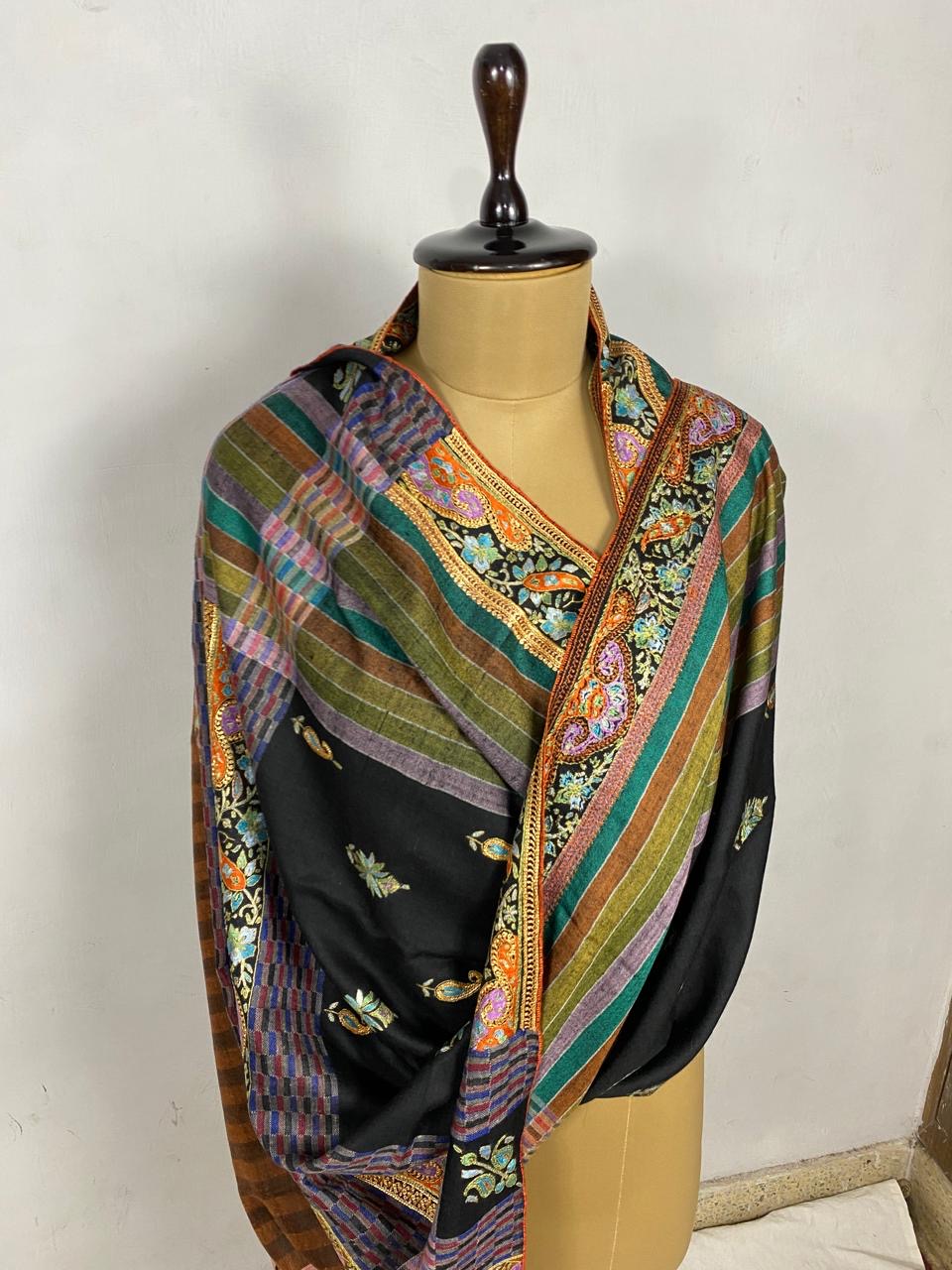 Designed Shawl With  Strip Work