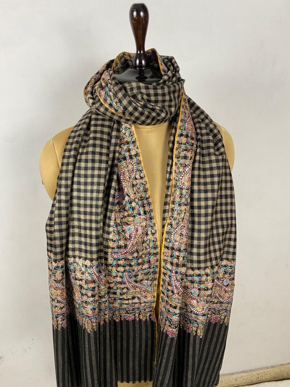 Check Shawl with Designed Border